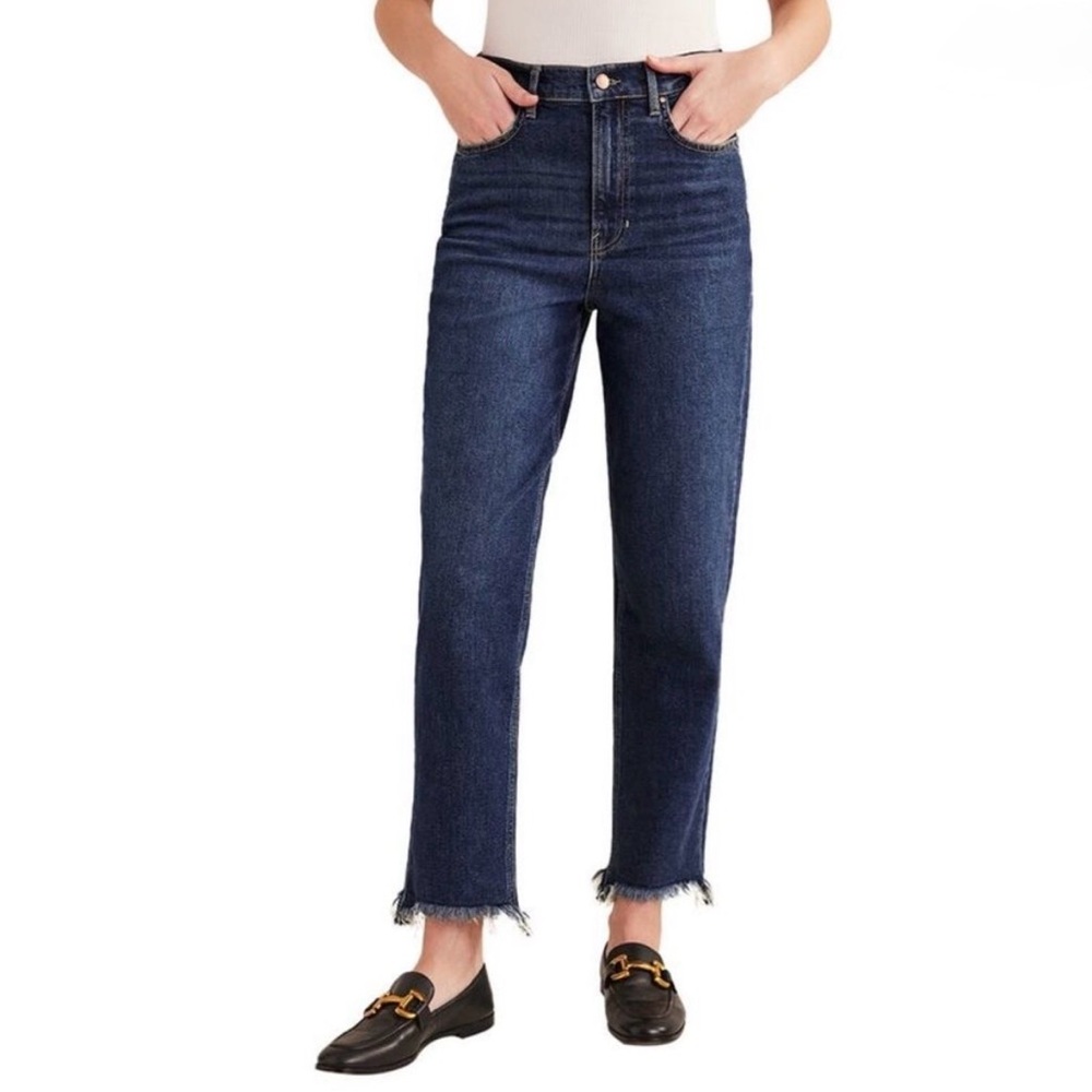 NWT, Boden High Rise Classic Slim Straight Leg Jeans, Raw Hem, Size 32, 29.5" IS
